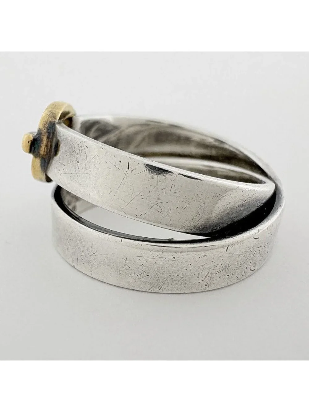Hermes Ceinture Ring Belt Motif 18k Silver Gold